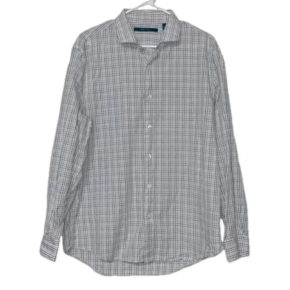 Imperfect Perry Ellis button down large 100% cotton long sleeve shirt